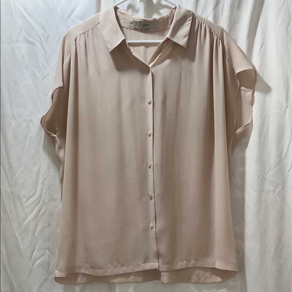 LOFT Blush Cream Button-Down Dolman Blouse